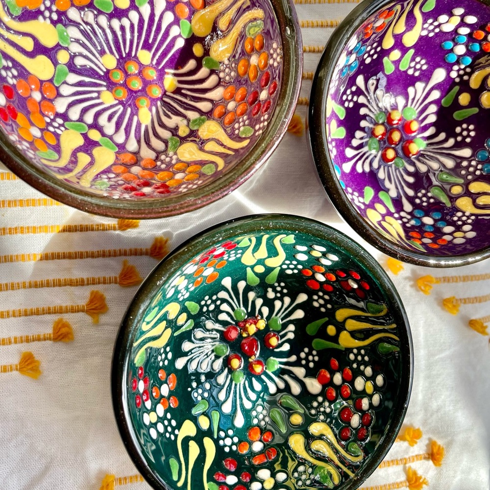 Boho Turkish Handmade Mini Trinket bowl bundle - set of 3